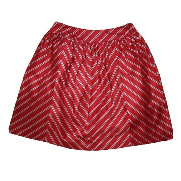 WOMEN'S RED STRIPED A-LINE SKIRT - LINDA ALLARD ELLEN TRACY - SIZE 10 - SILK - Picture 4 of 5